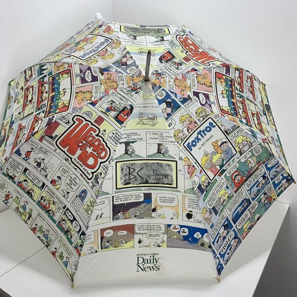 Large Vintage Umbrella Newspaper Florida Comic Strip Garfield Wizard ID FoxTrot - Picture 1 of 11